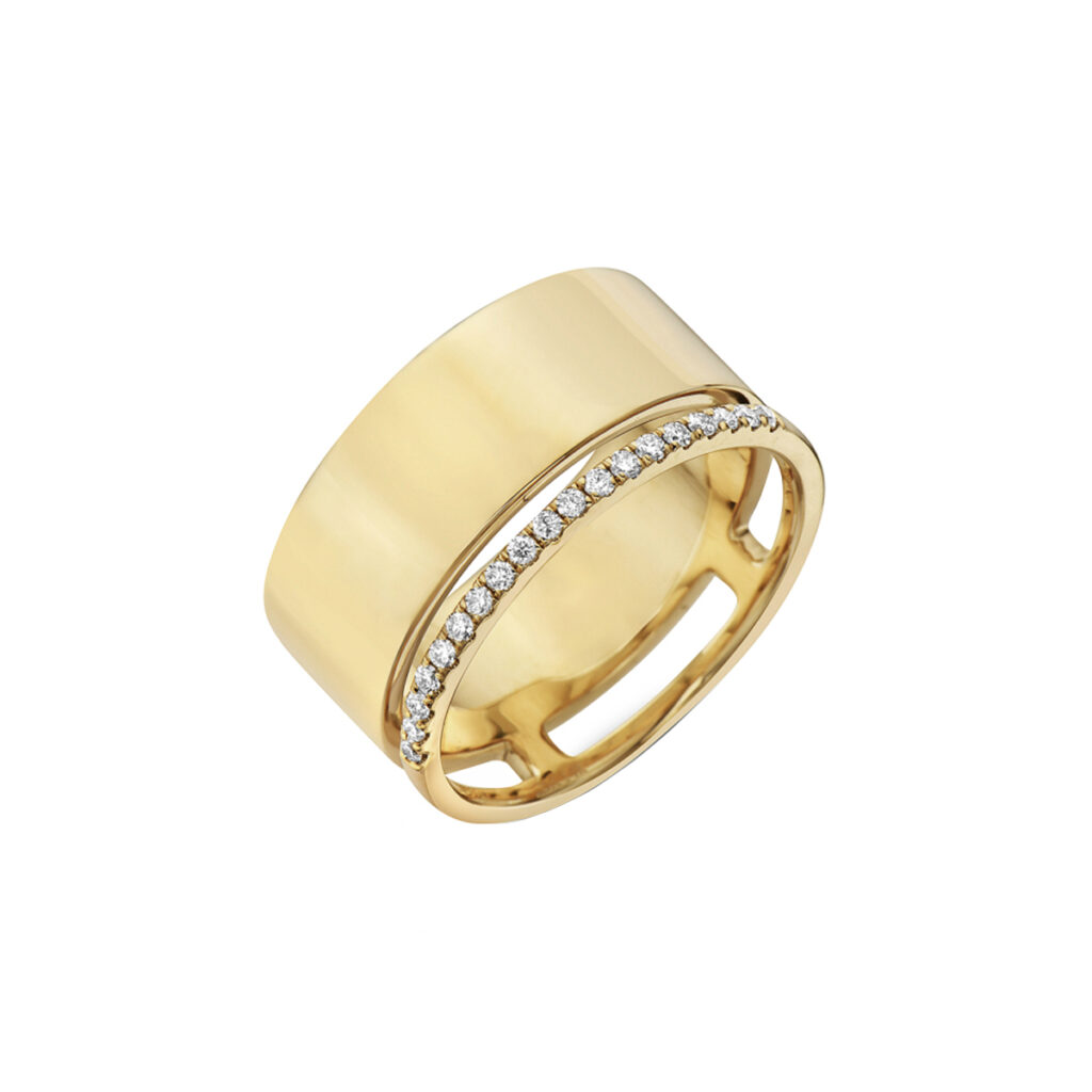 14K Yellow Gold High Polish Connected Diamond Band