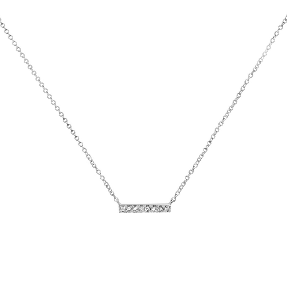 Diamond Bar Necklace in 14k White Gold