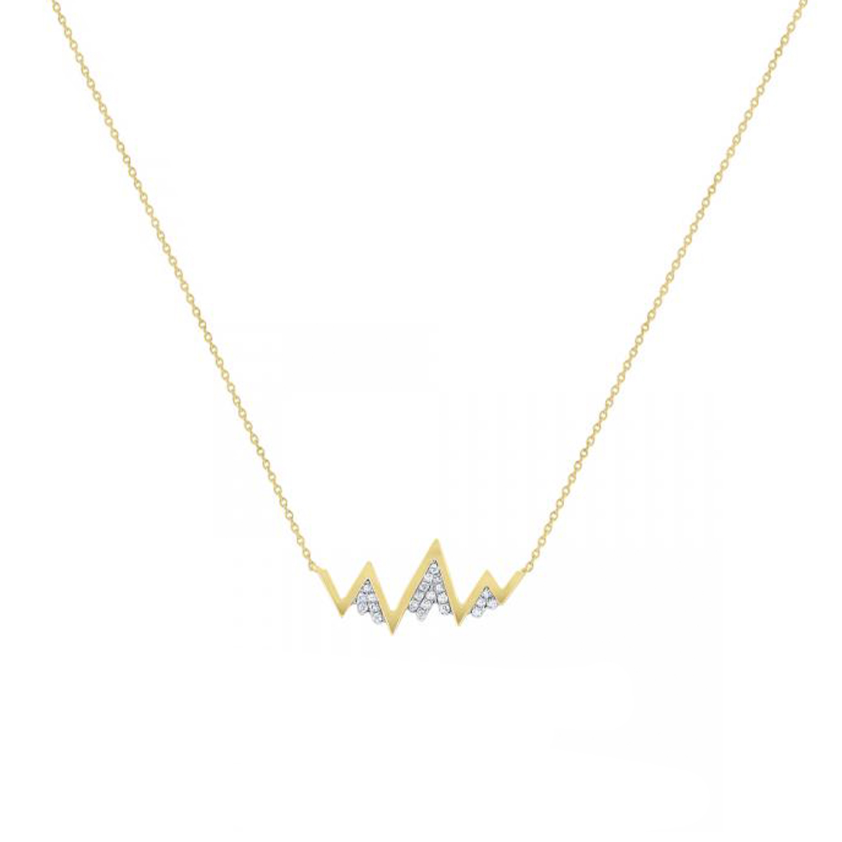 14K Yellow Gold Small Snow Capped Mountain Diamond Necklace