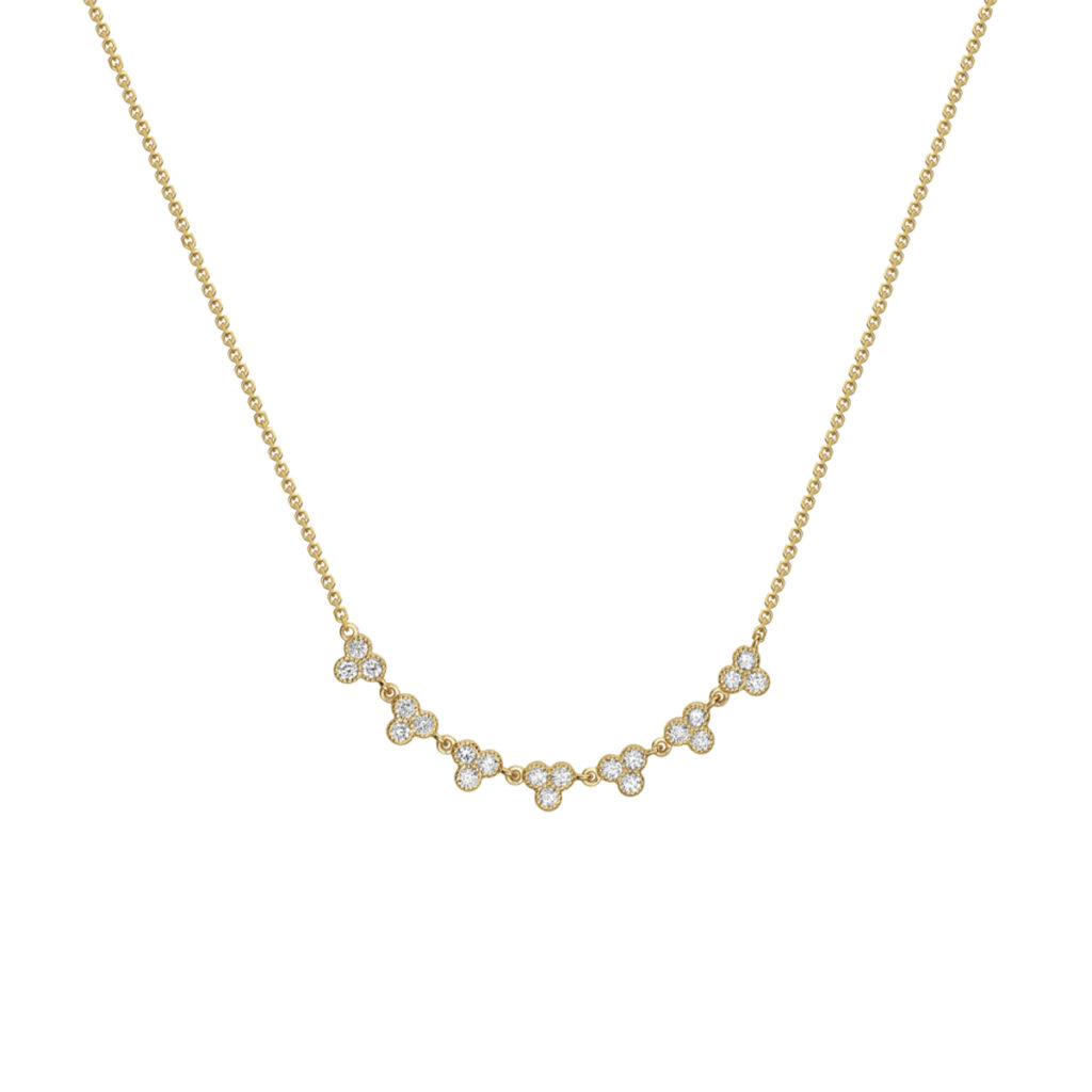 14K Yellow Gold Triple Bezel Diamond Necklace - Josephs Jewelers