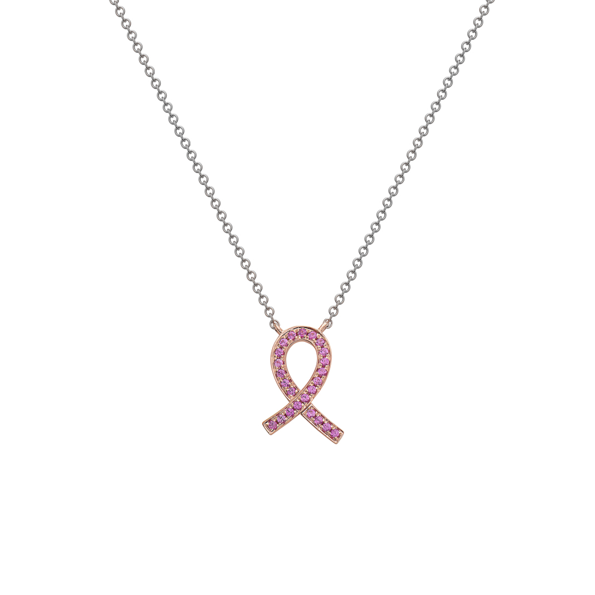 14K Two-Tone Pink Sapphire Ribbon Necklace