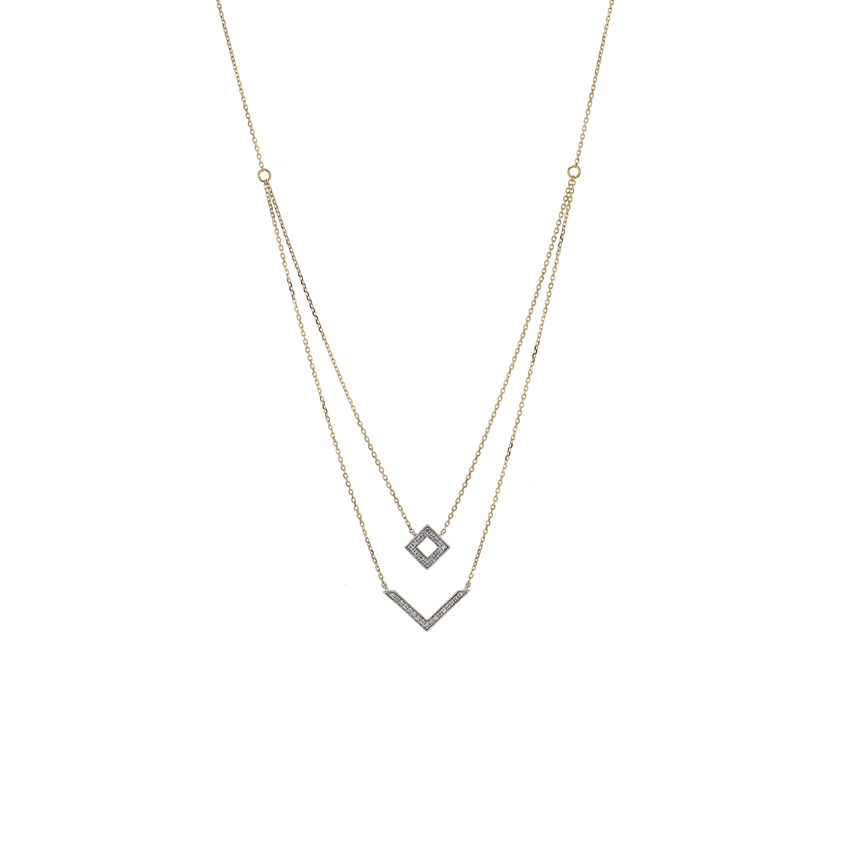 14K Two-Tone Diamond Double Layer Necklace