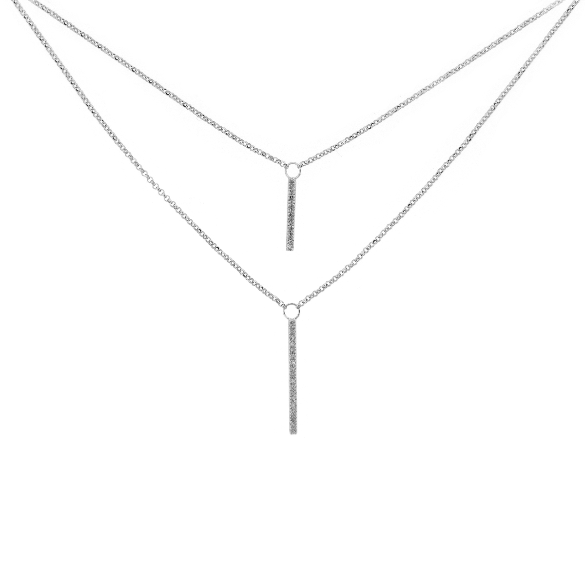 14K White Gold 2-Layer Diamond Necklace
