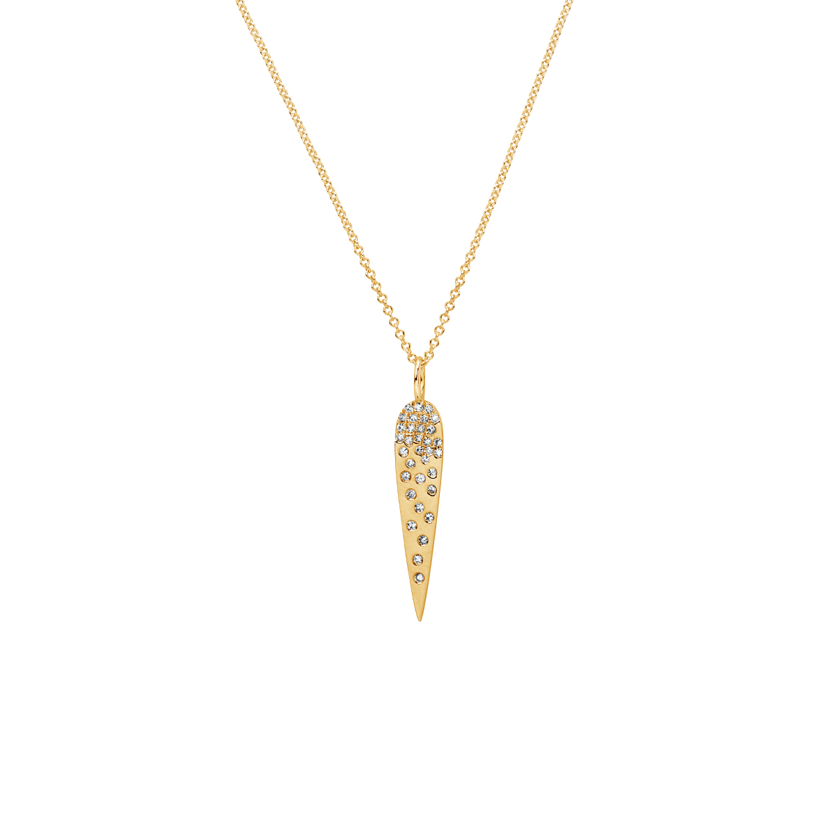 14K Yellow Gold Diamond Pear Long Pendant with Chain