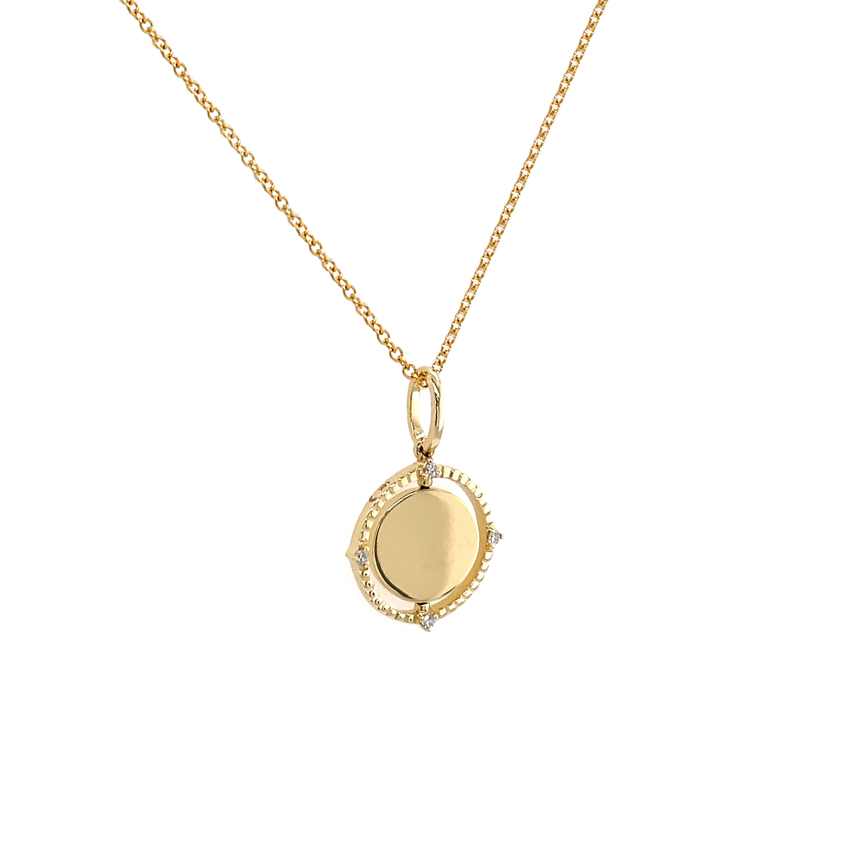 14K Yellow Gold Polished Spin Disc Pendant with Chain