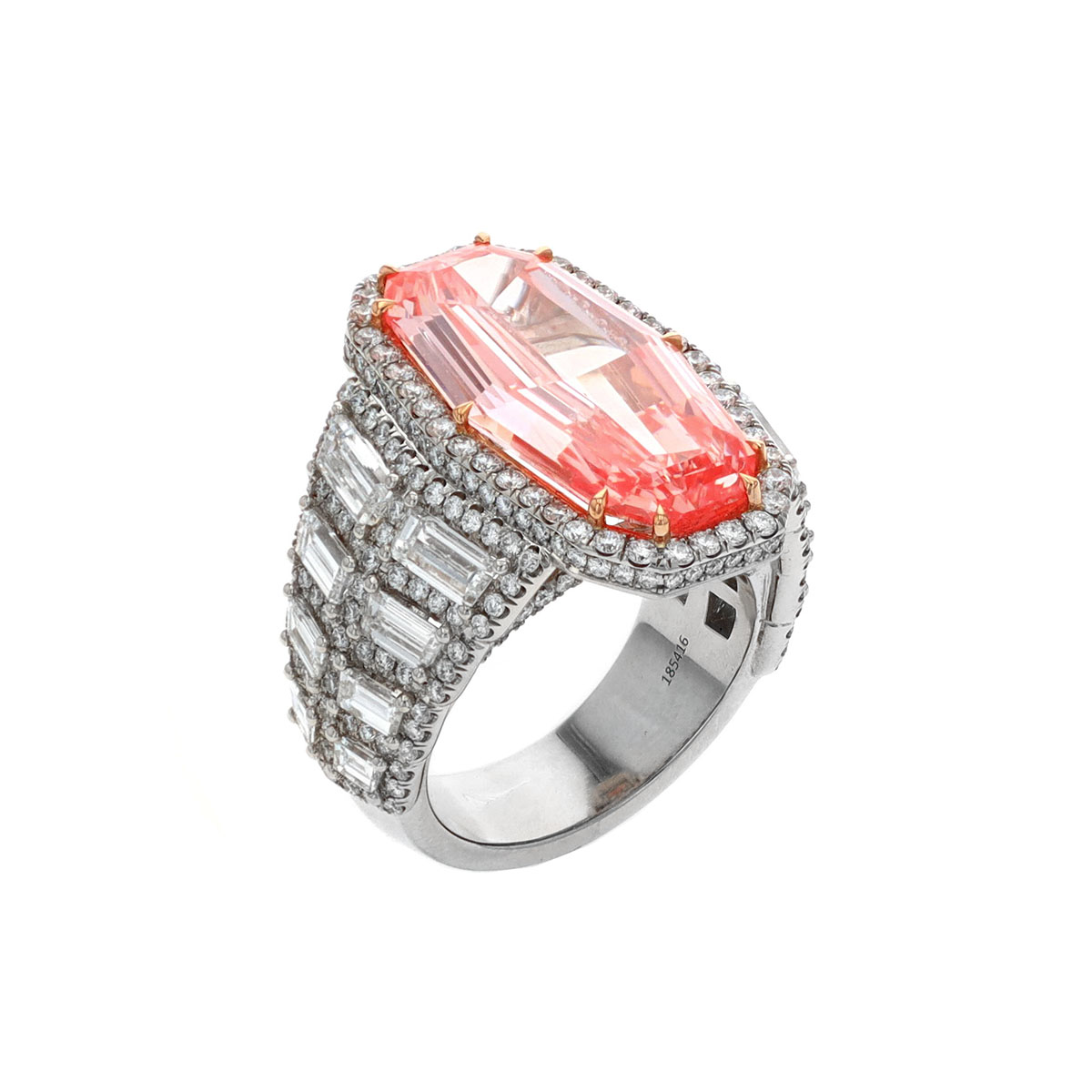 Platinum and 18K Rose Gold Oval Fancy Vivid Pink Diamond Ring