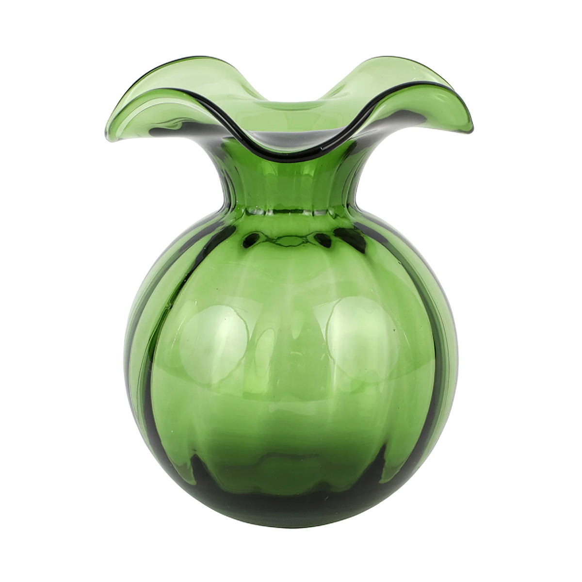 Vietri - Medium Dark Green Fluted Hibiscus Vase
