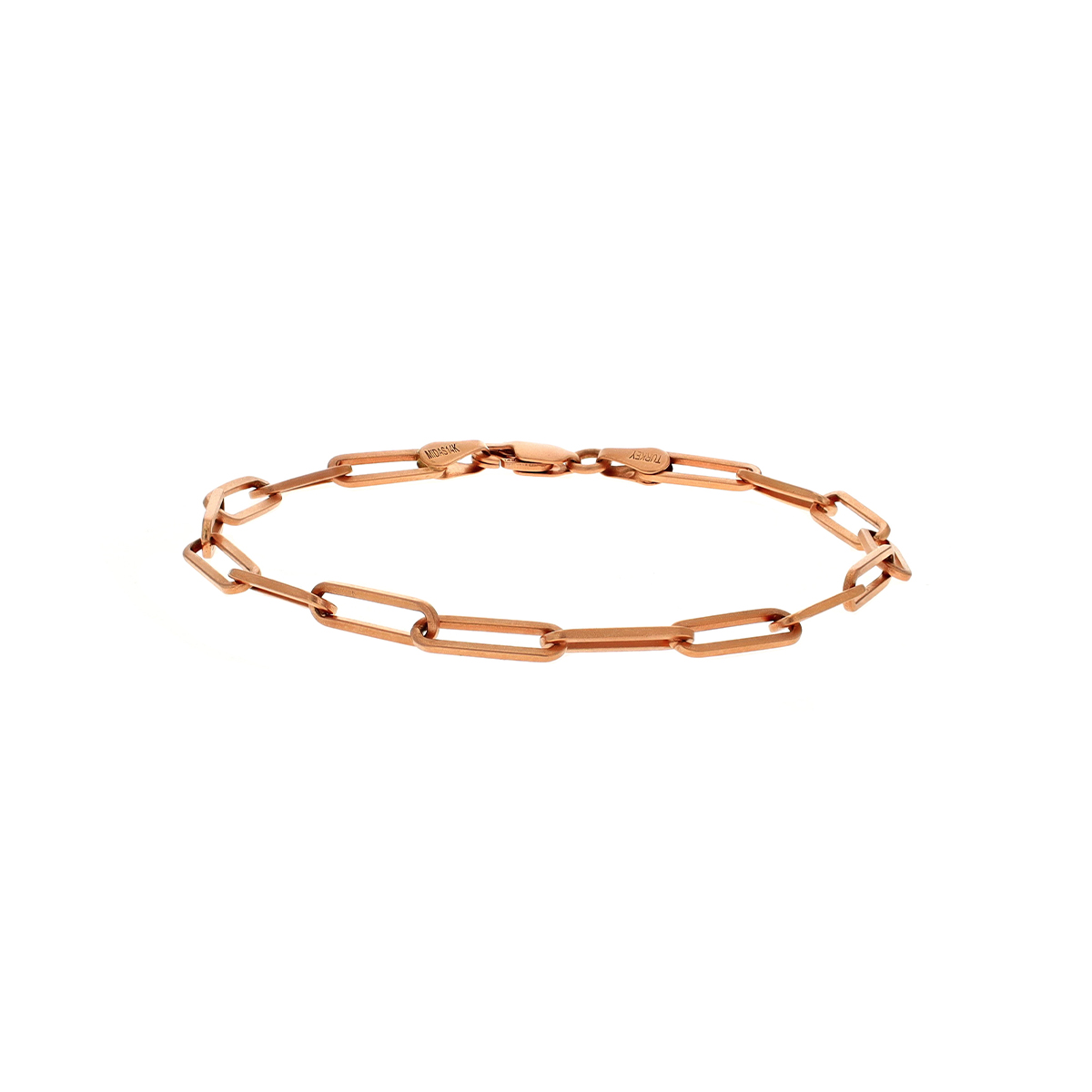 14K Rose Gold 7-Inch Flat Link Chain Bracelet