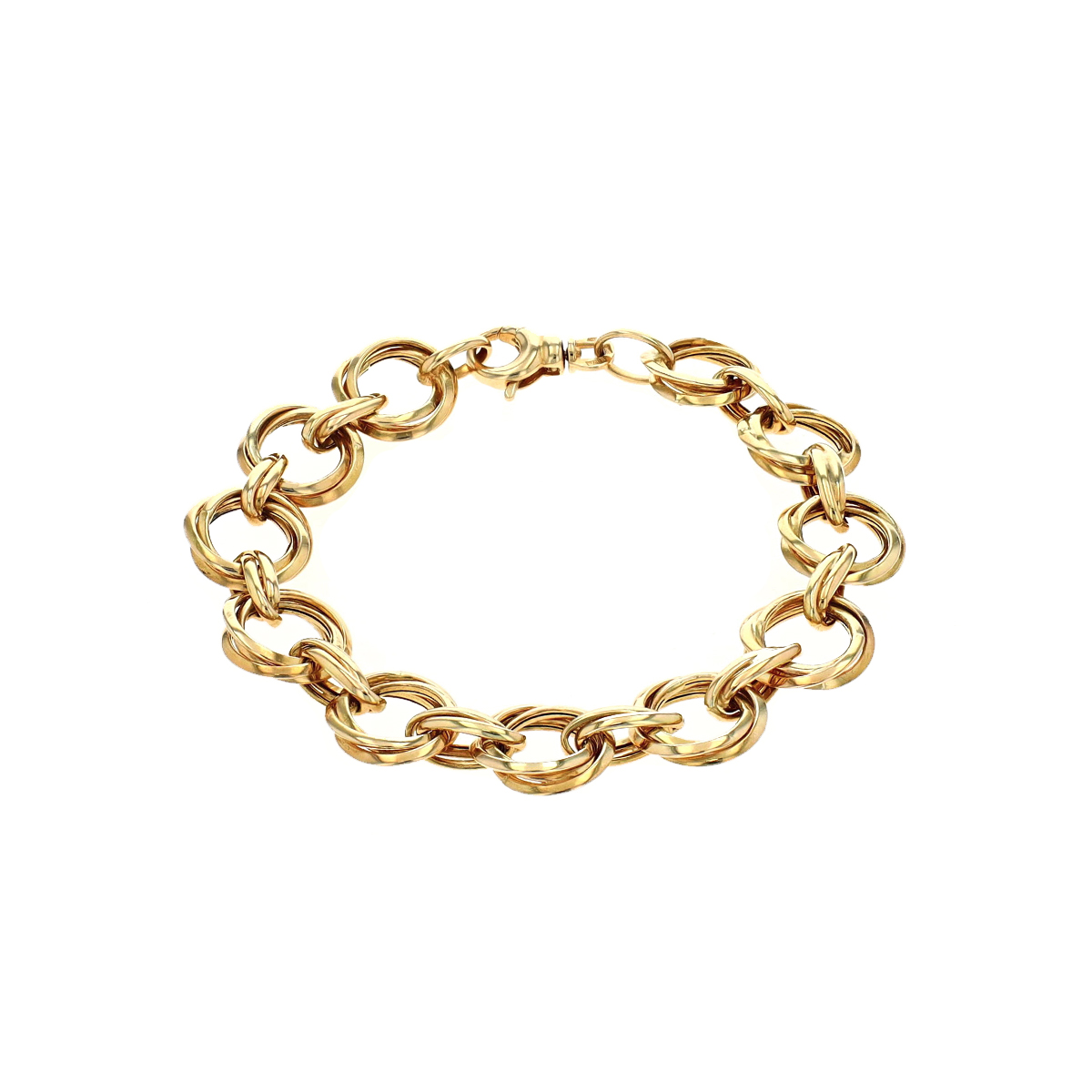 14K Yellow Gold Polished Round and Oval Link Bracelet