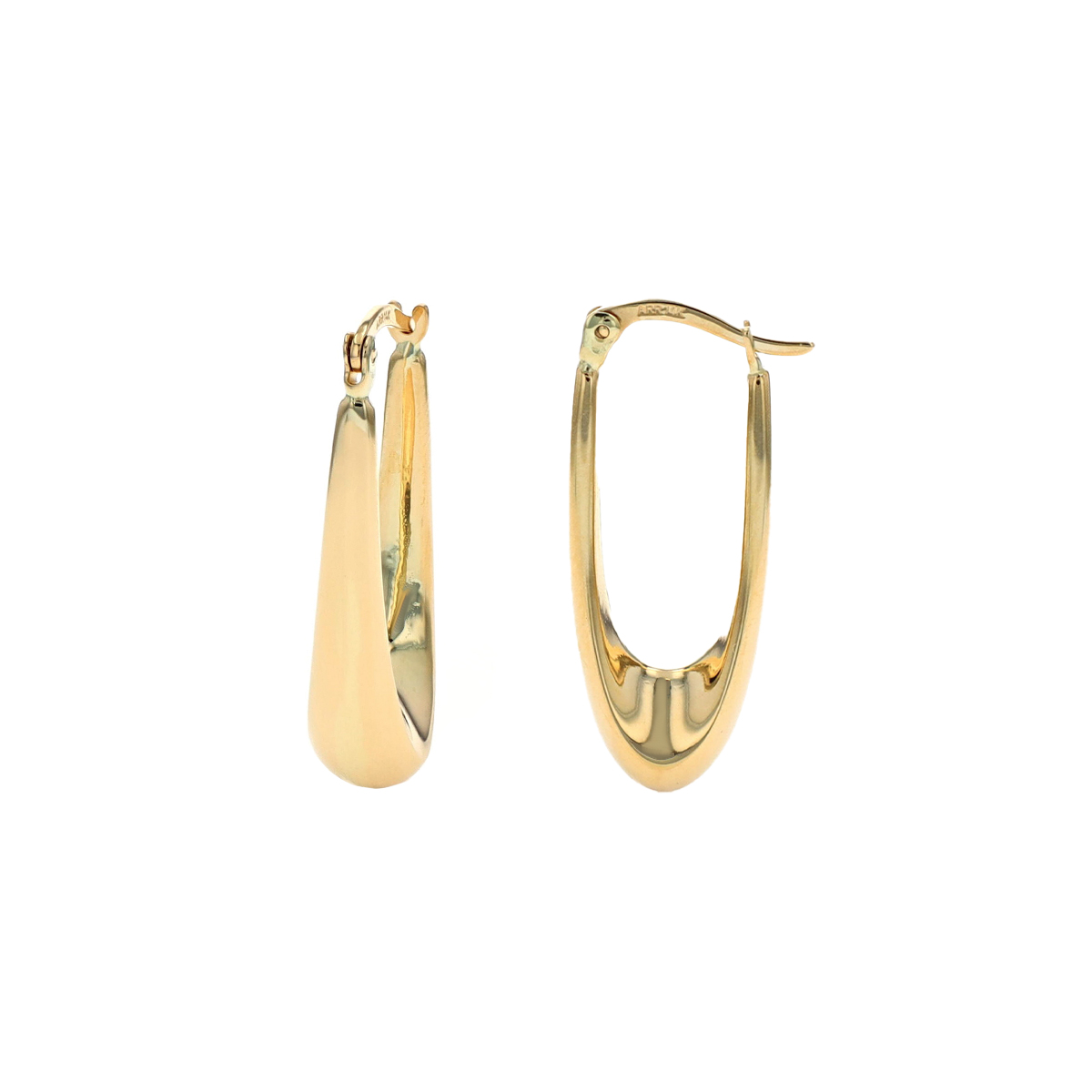 14K Yellow Gold Polished "U" Dip Hoop Earrings