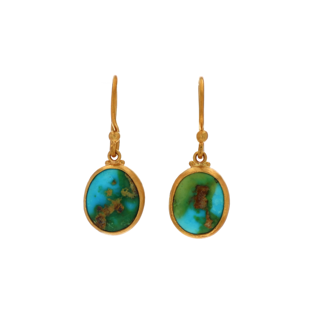22K Yellow Gold Sonoran Turquoise Dangle Earrings
