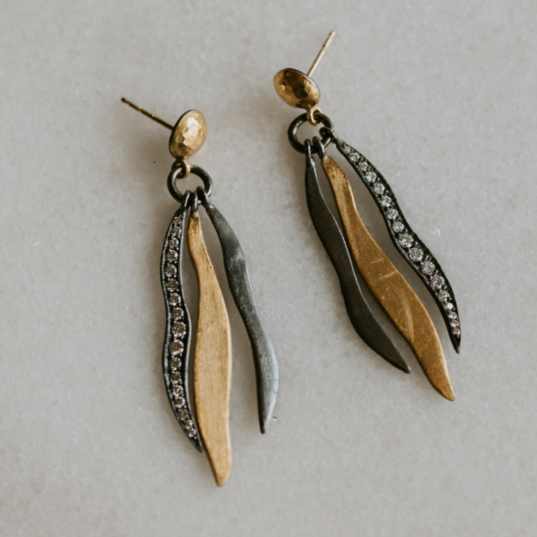 Two-Tone Diamond Keller Dangle Earrings