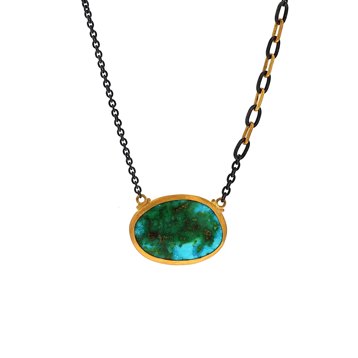 Two-Tone Sonoran Oval Turquoise Necklace