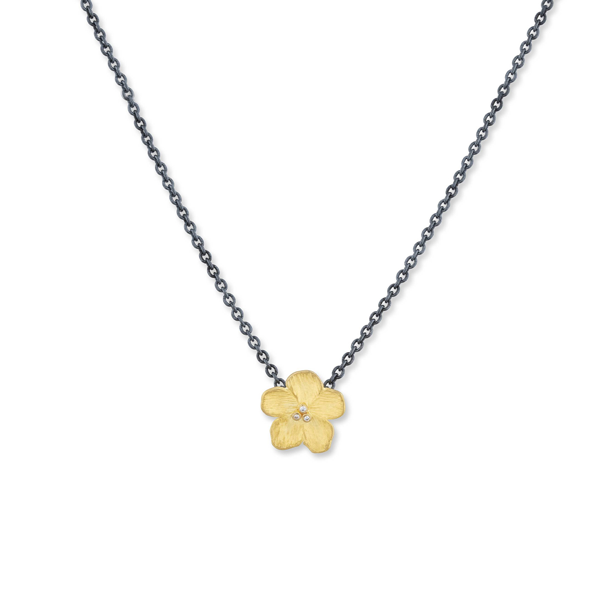 Two-Tone Buttercup Diamond Pendant with Chain