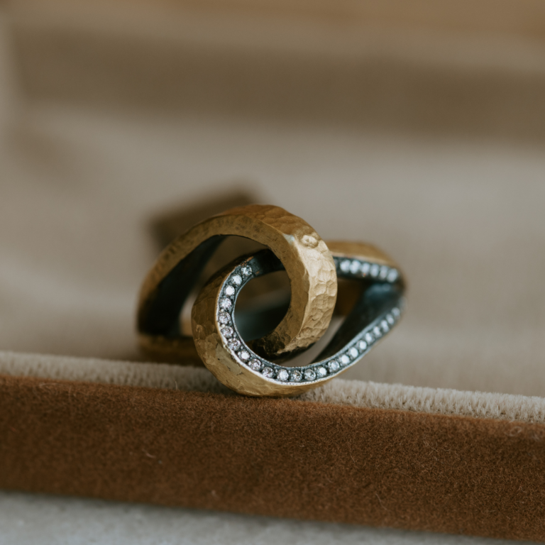Two-Tone You and Me Twist Diamond Ring