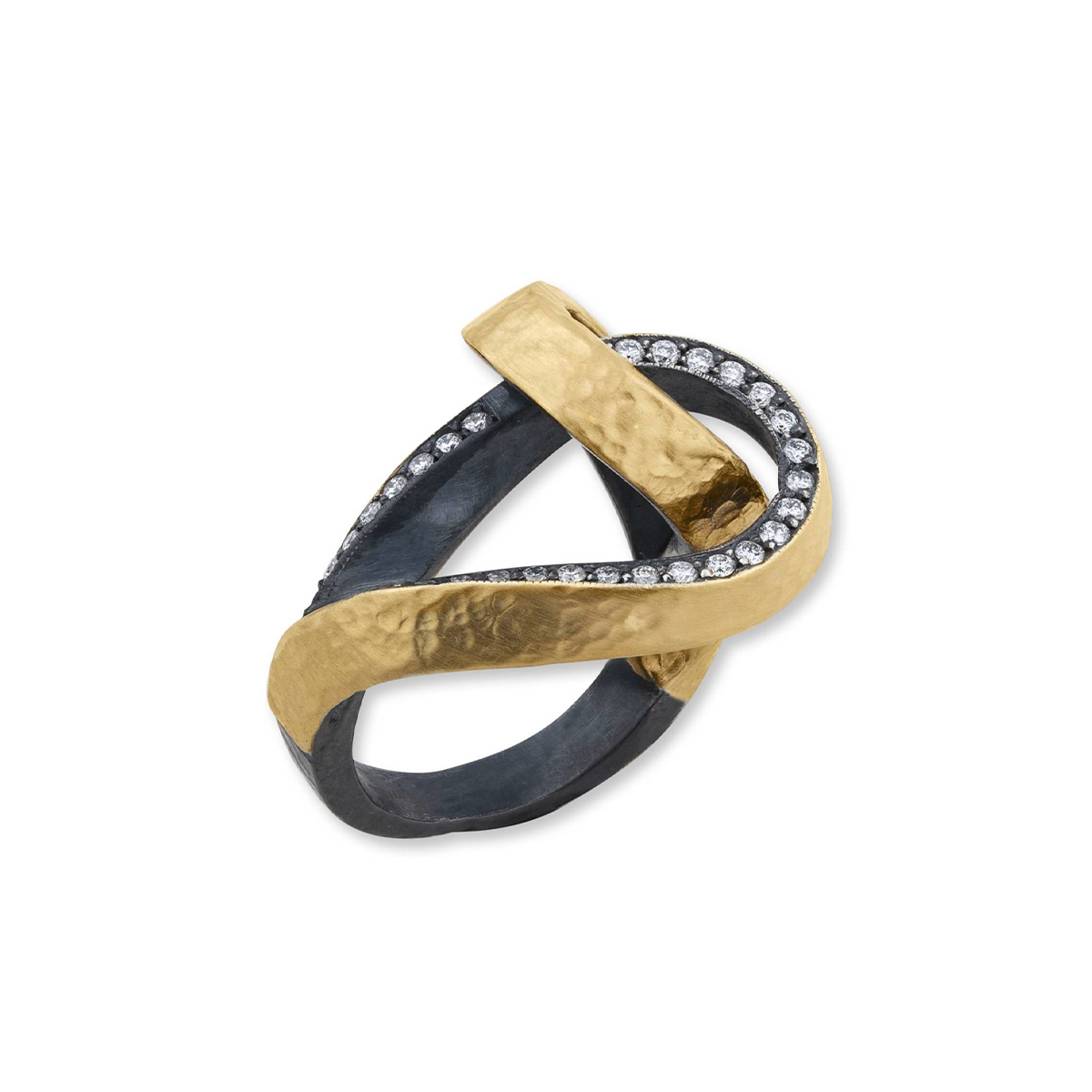 Two-Tone You and Me Twist Diamond Ring