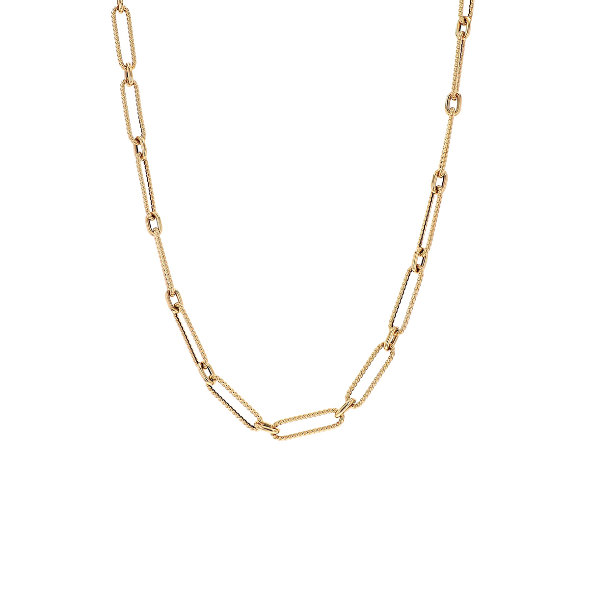 14K Yellow Gold Textured Paperclip Link Necklace