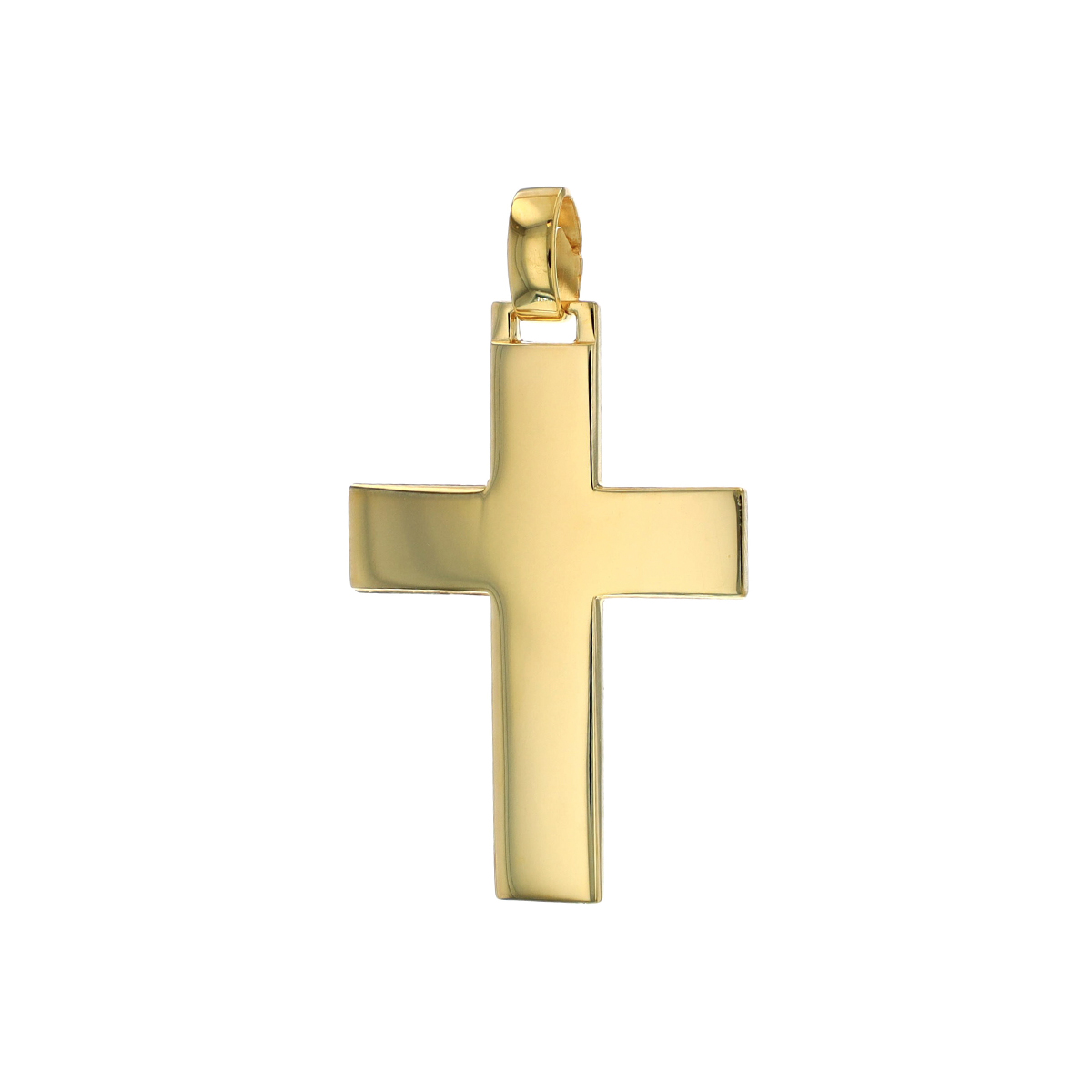 14K Yellow Gold Polished Front and Matte Back Cross Pendant