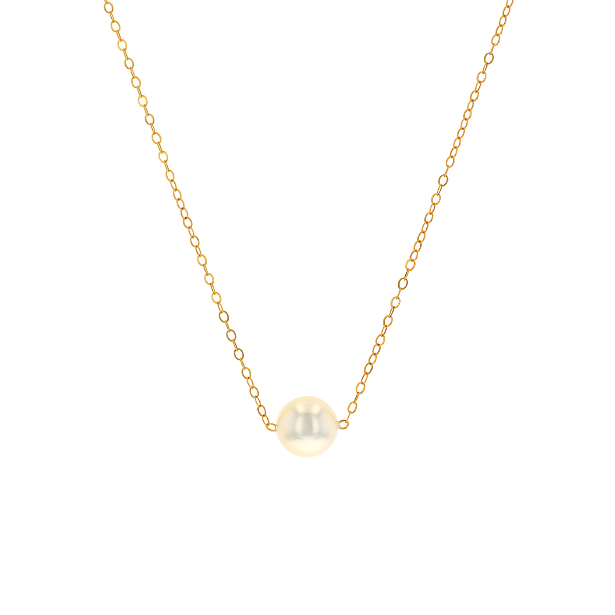 14K Yellow Gold Single Cultured Pearl Necklace