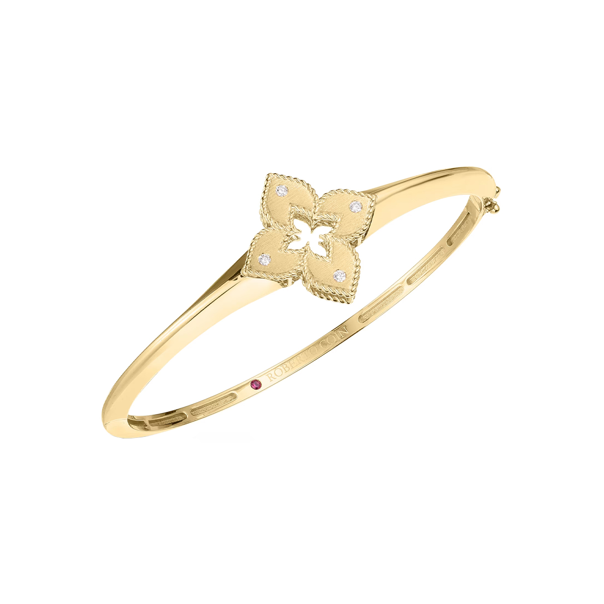 18K Yellow Gold Diamond Venetian Princess Bangle Bracelet