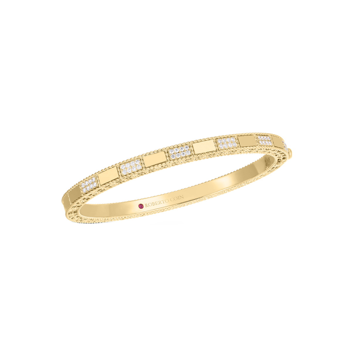18K Yellow Gold Mosaic Diamond Bangle Bracelet