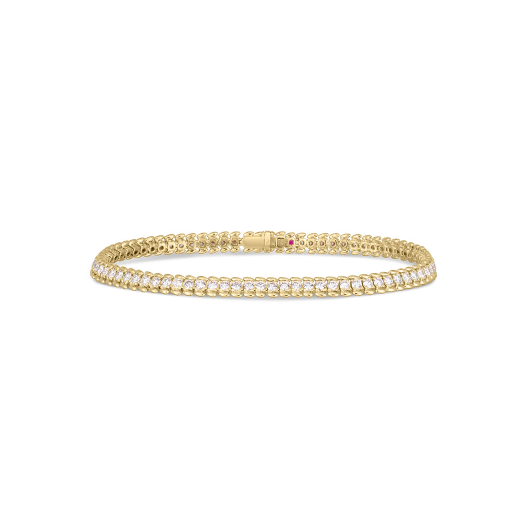 18K Yellow Gold Classic Diamond Ribbed Tennis Bracelet - Josephs Jewelers