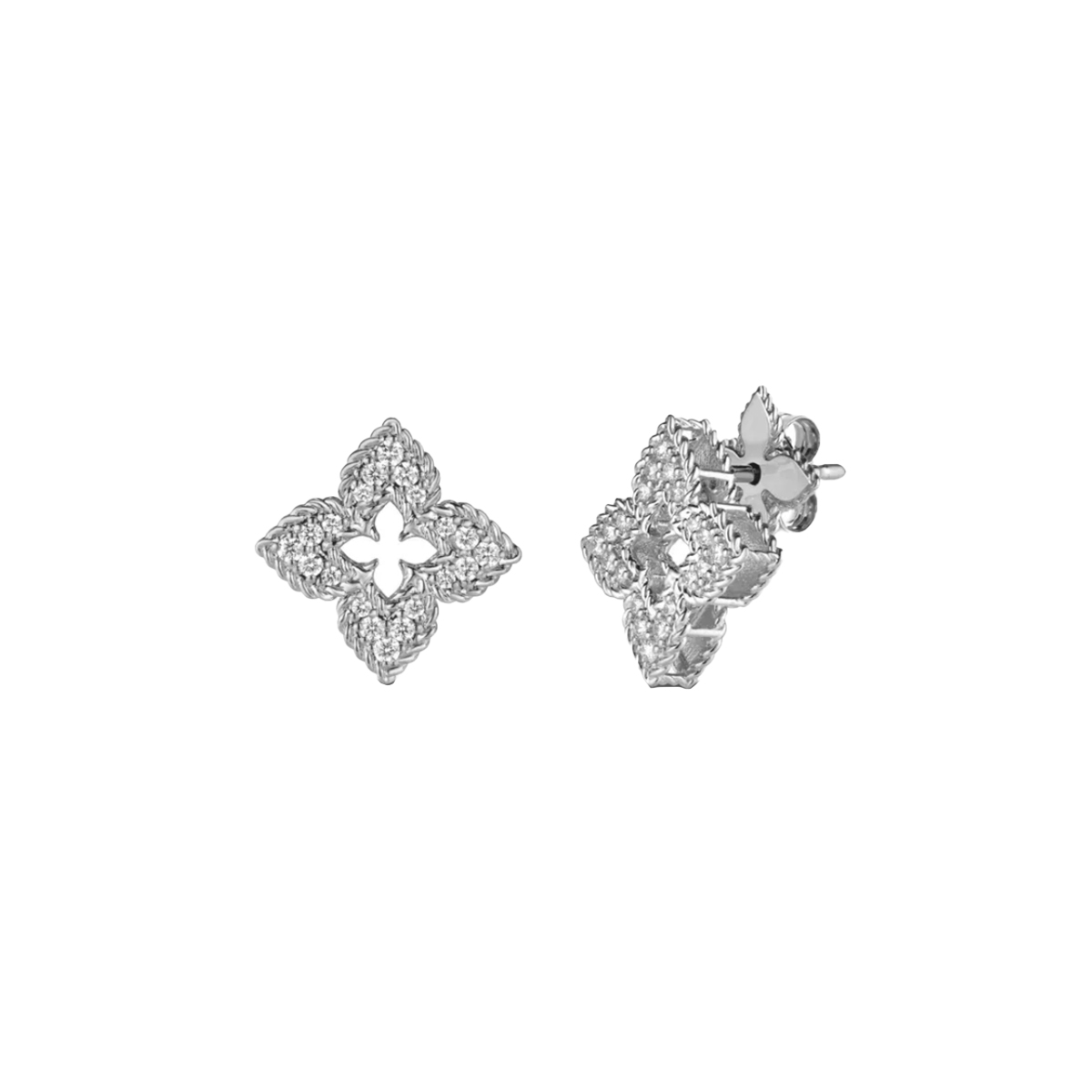 18K White Gold Diamond Venitian Princess Earrings