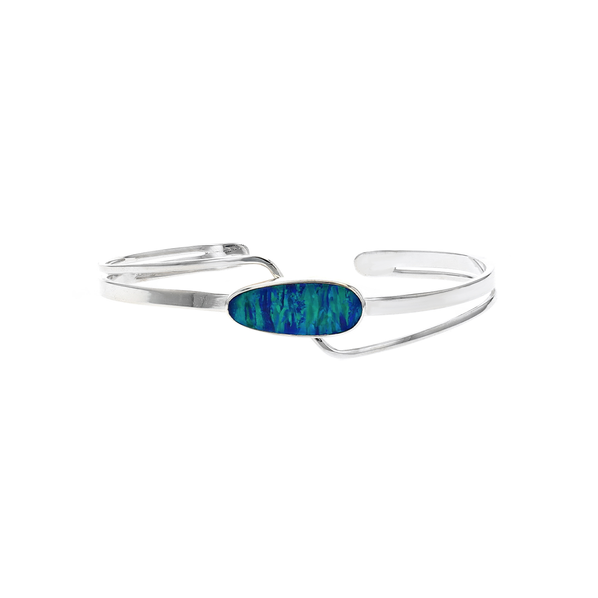 Sterling Silver Freeform Created Opal Cuff Bracelet