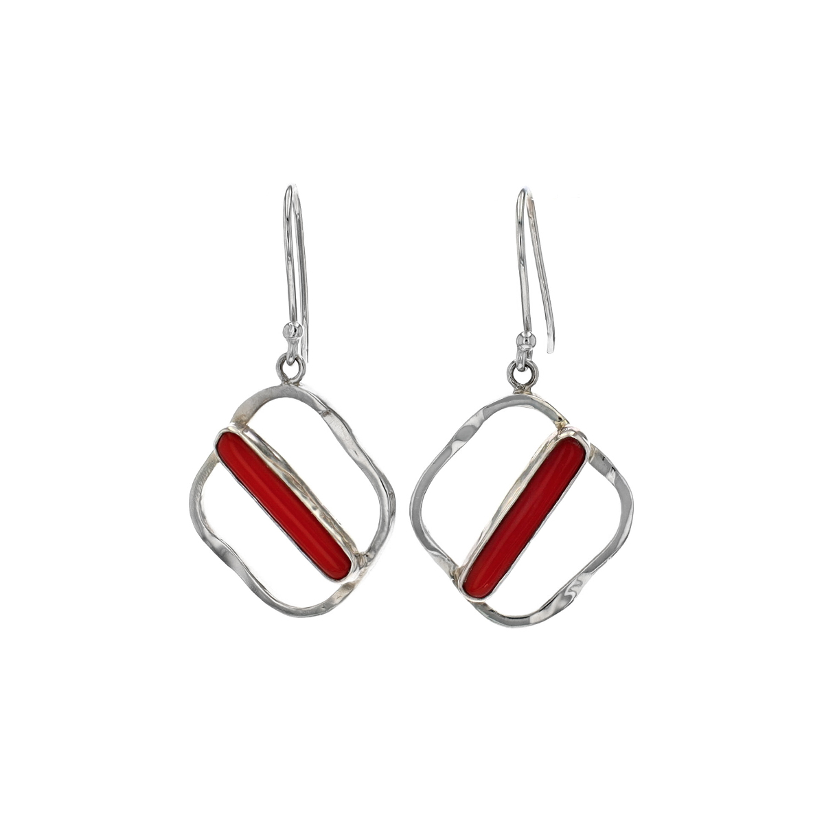 Sterling Silver Freeform Dyed Coral Earrings