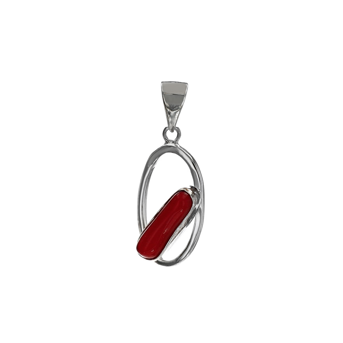 Sterling Silver Oblong Dyed Coral Pendant