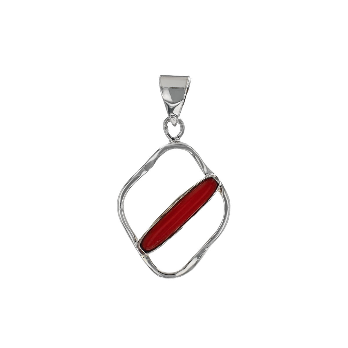 Sterling Silver Freeform Dyed Coral Pendant