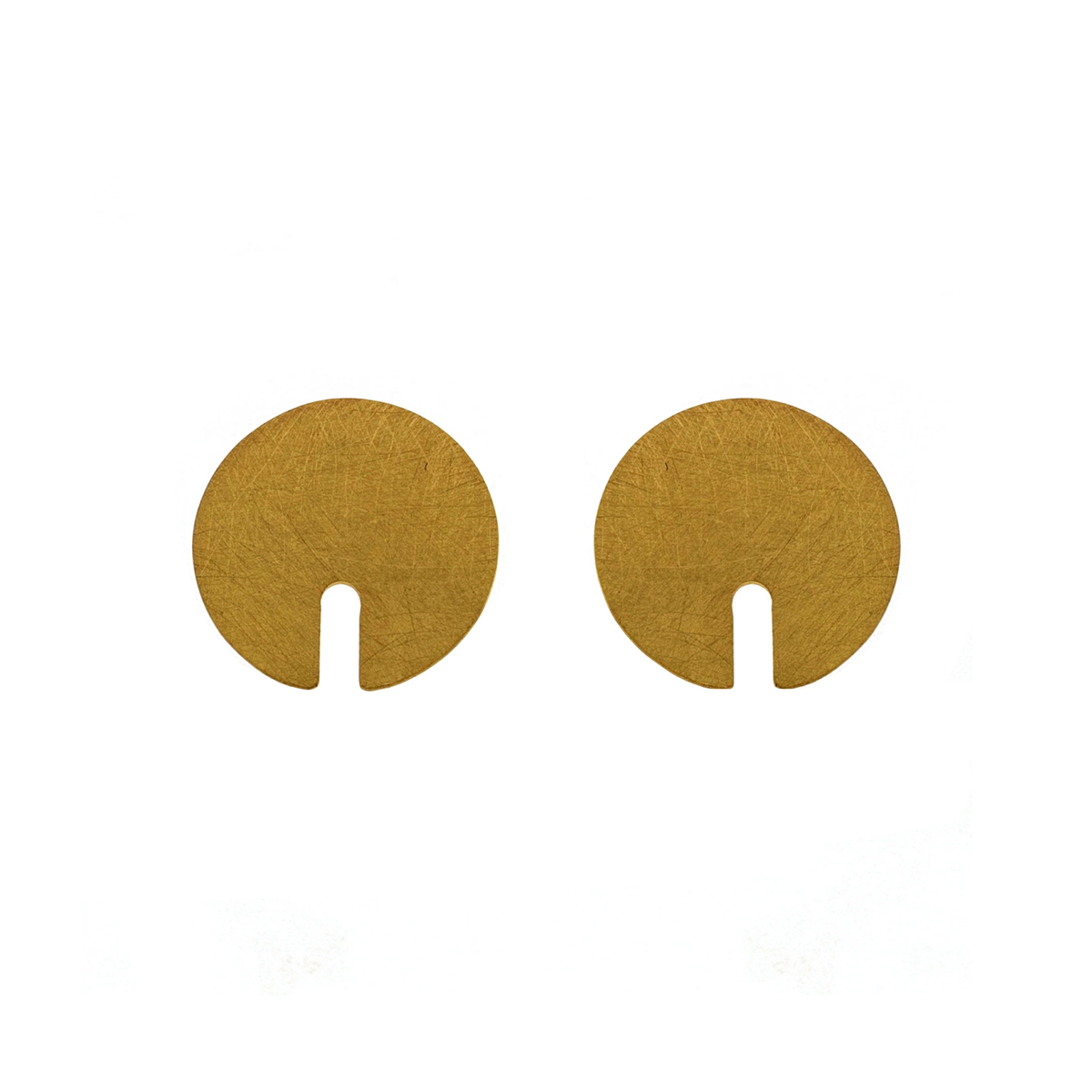 Gold Plated Sterling Silver Round Plate Cutout Earrings