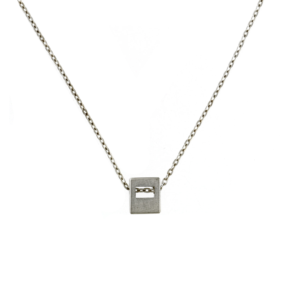 Sterling Silver Square Cutout Pendant with Chain