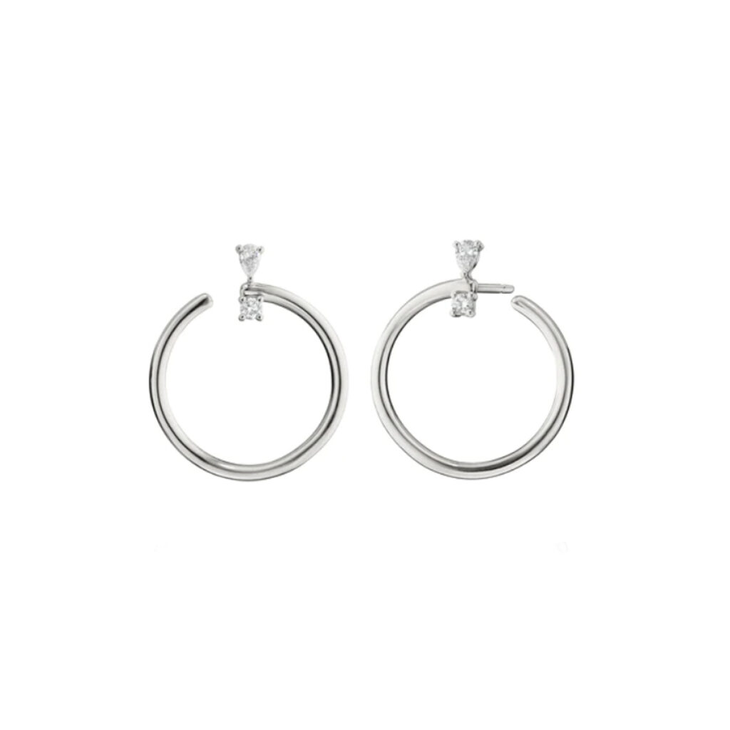 Sterling Silver White Sapphire Open Hoop Earrings