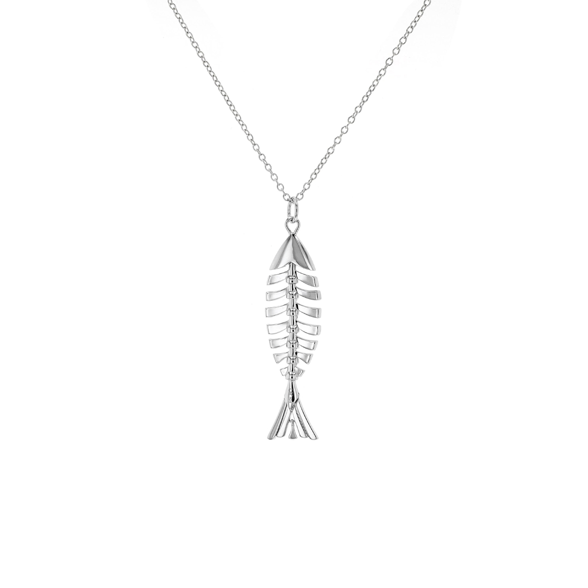 Sterling Silver Fishbones Pendant with Chain