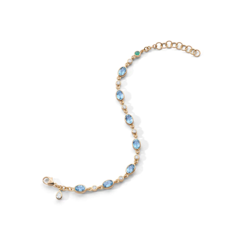 18K Yellow Gold Aquamarine and Diamond Bracelet