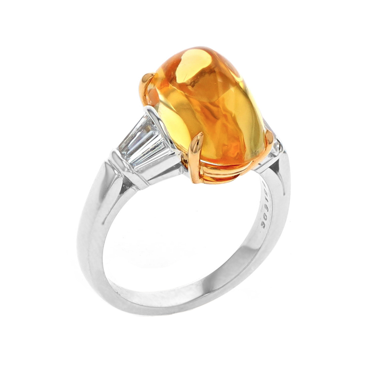 Platinum and 18K Yellow Gold Yellow Sapphire and Diamond Ring