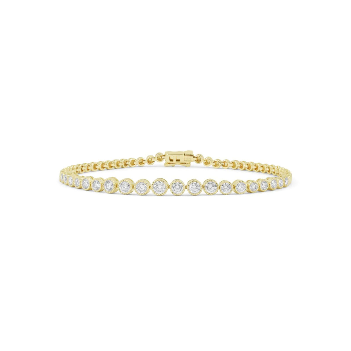 14K Yellow Gold Graduated Bezel-Set Diamond Milgrain Bracelet