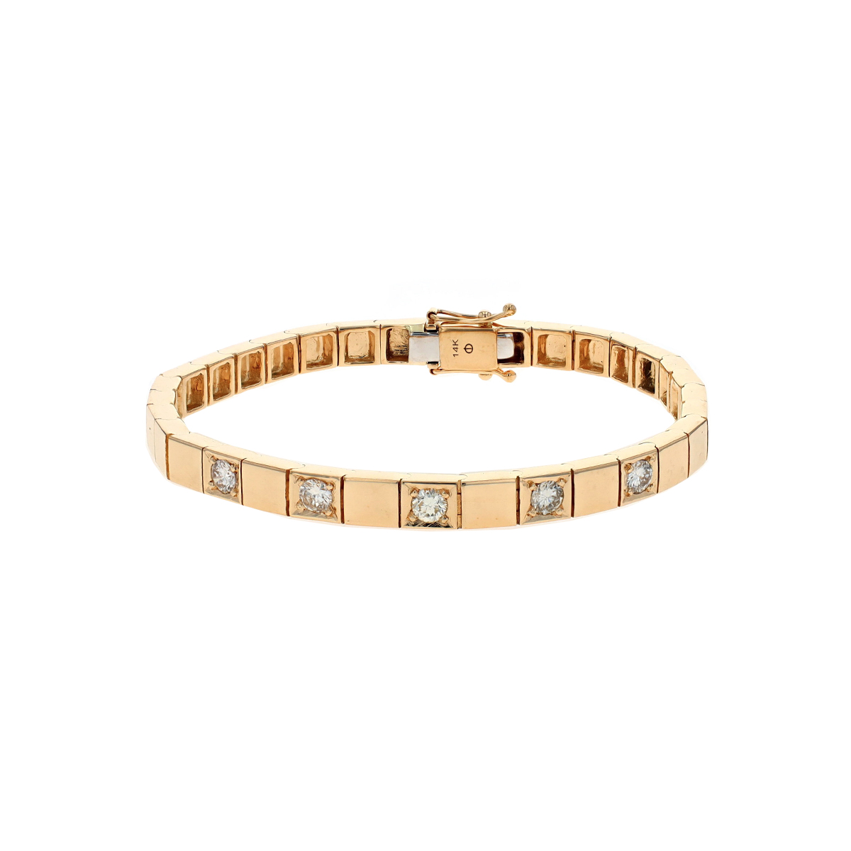 14K Yellow Gold 0.75 Carat Diamond Square Link Bracelet