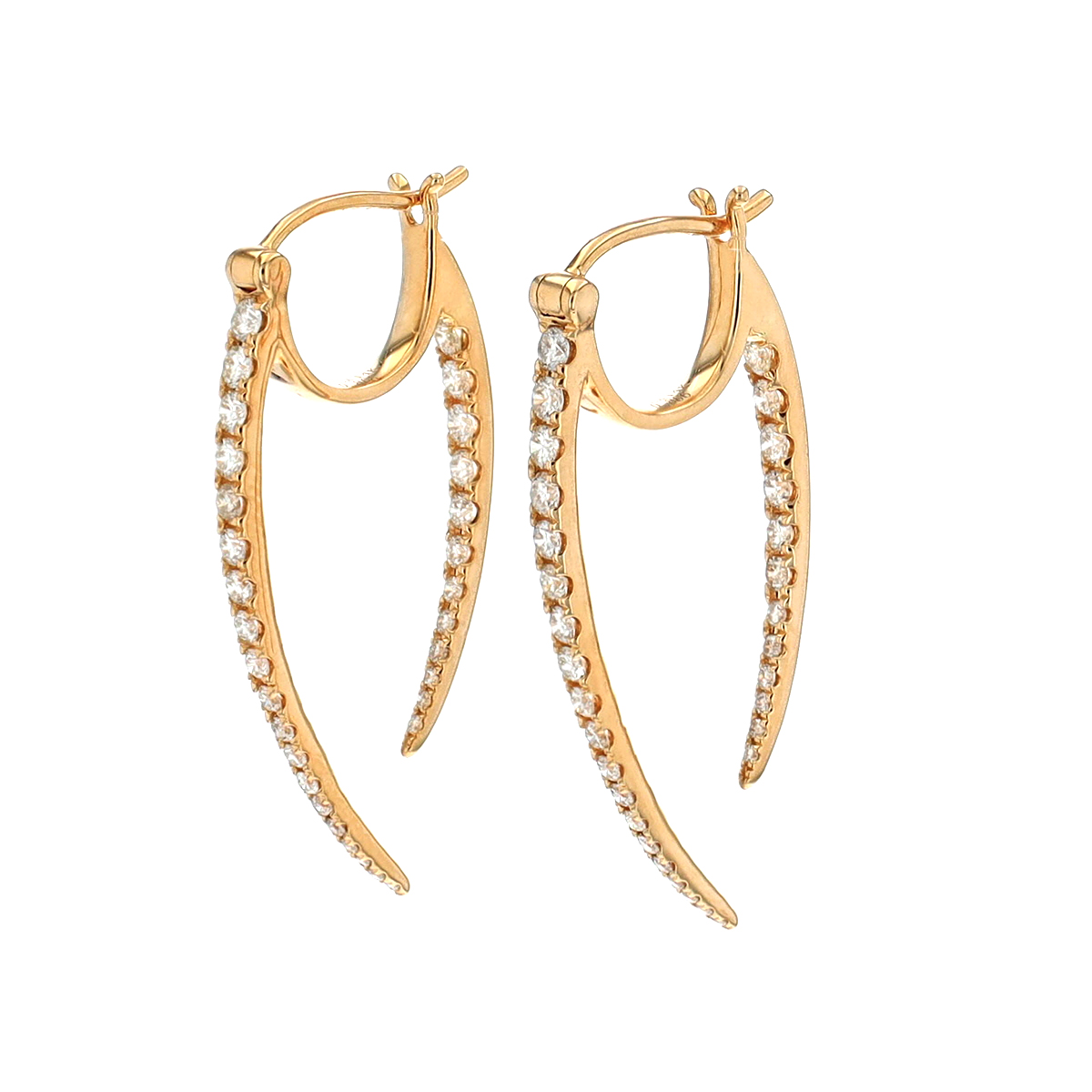14K Yellow Gold Daimond Claw Earrings