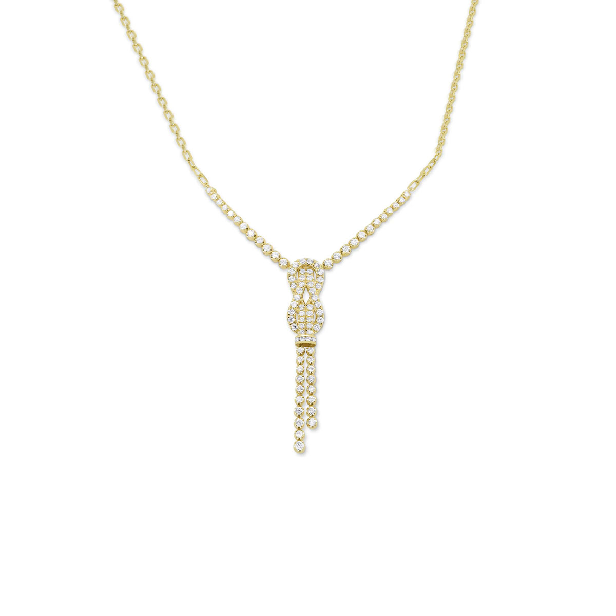 14K Yellow Gold Diamond Infinity Knot Lariant Necklace
