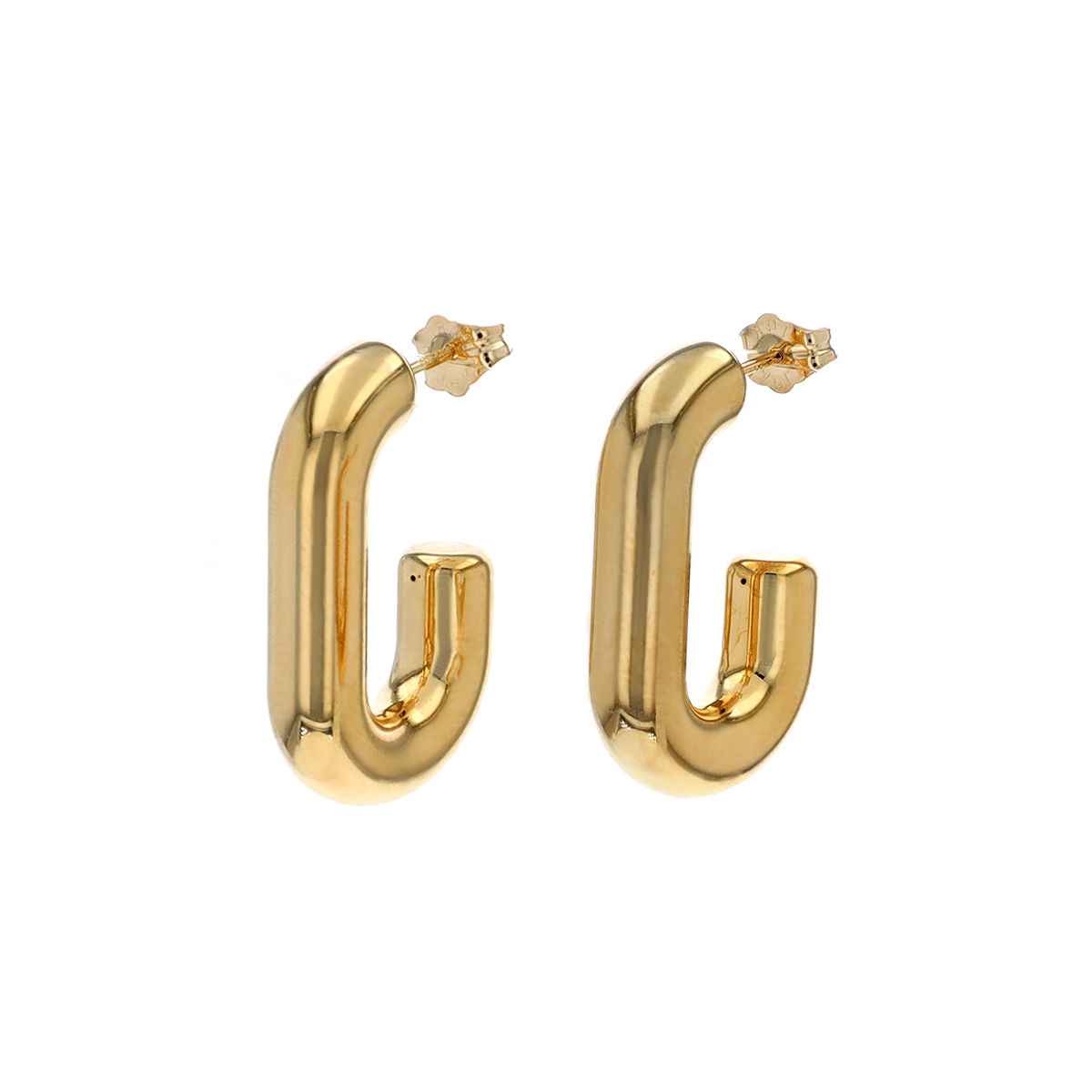 14K Yellow Gold 5 mm Oval J-Hop Earrings