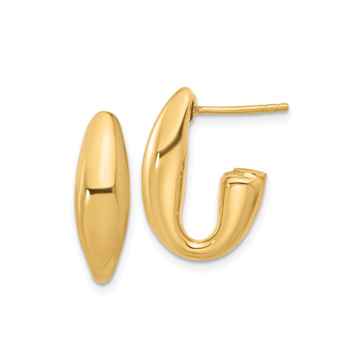 14K Yellow Gold Graduated J-Hoop Earrings