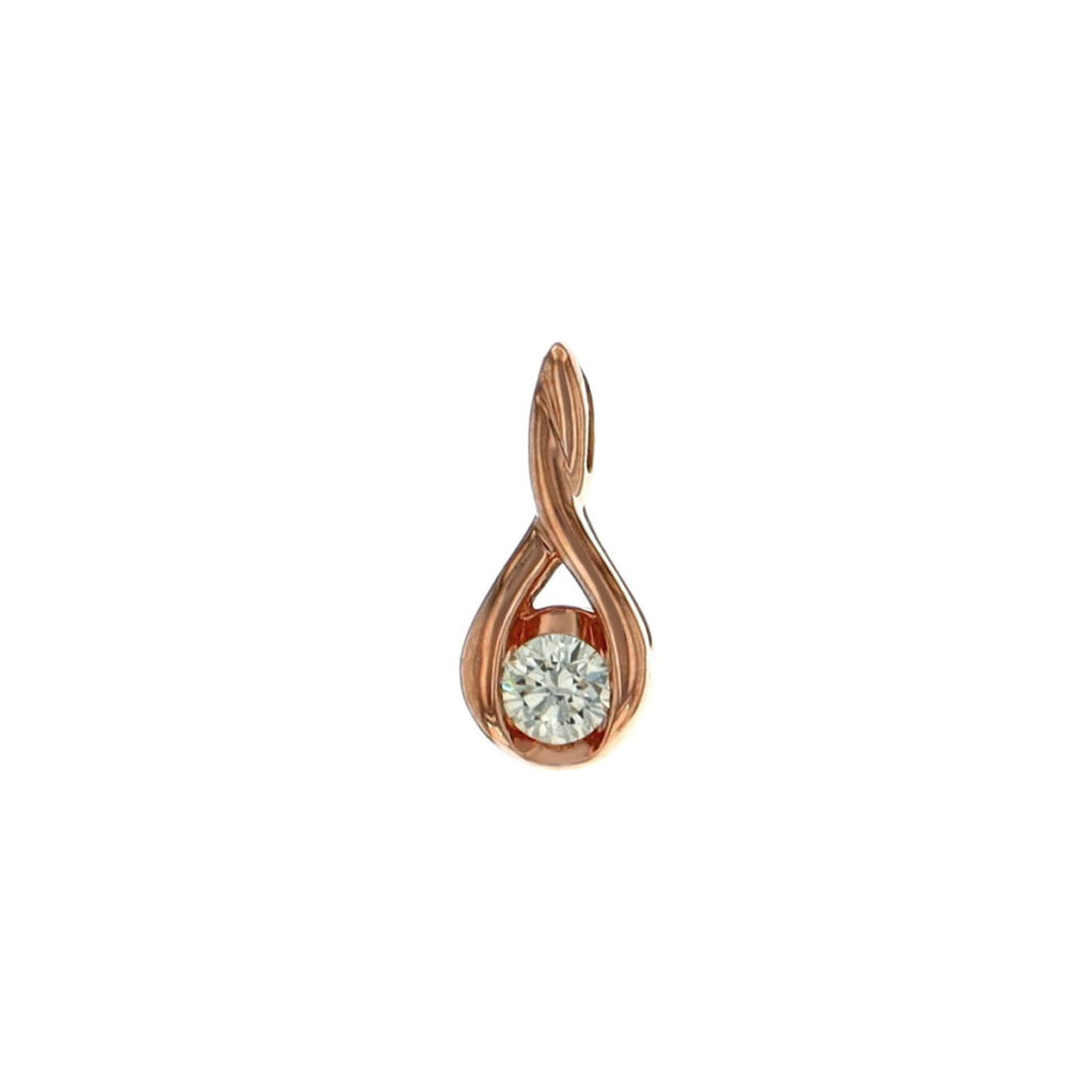 Estate 10K Rose Gold 0.12 Carat Diamond Drop Pendant