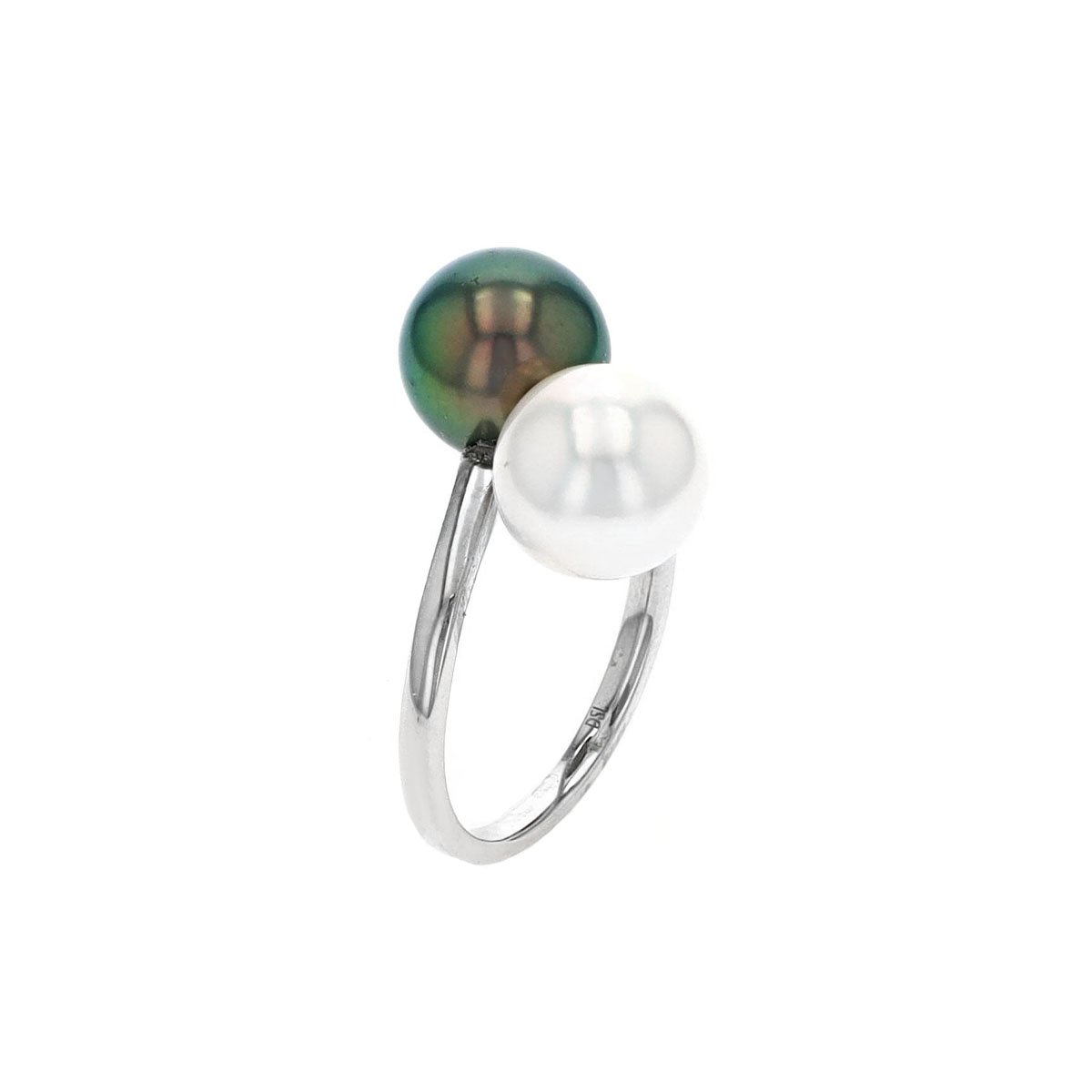 14K White Gold South Sea and Tahitian Pearl Ring