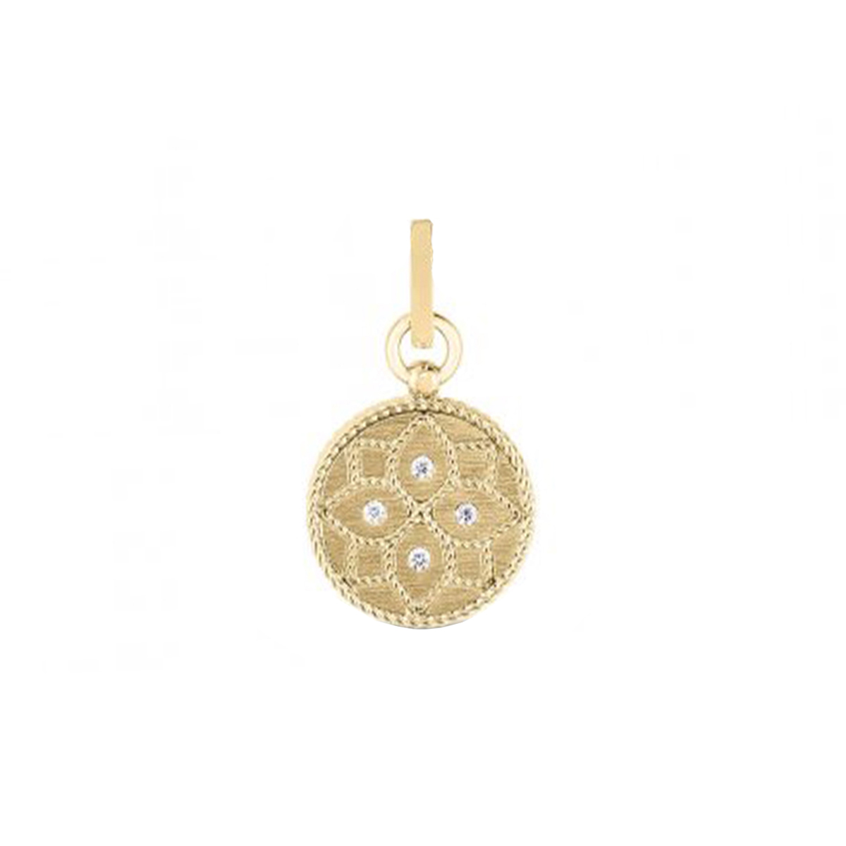 18K Yellow Gold Veneitian Diamond Medallion Pendant