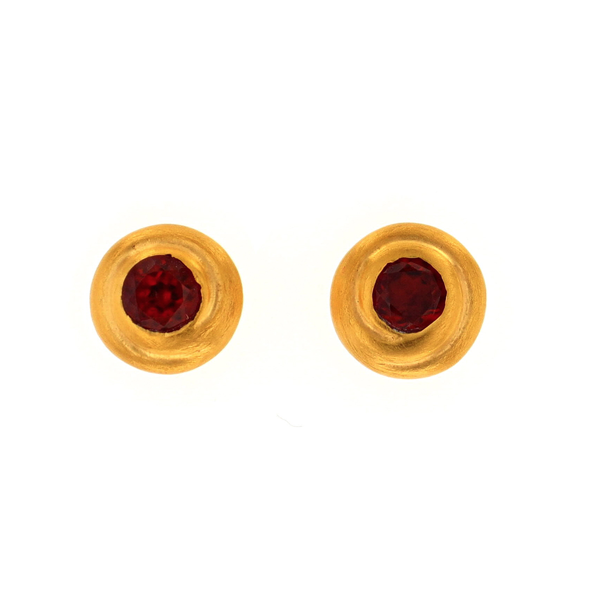 Sterling Silver and Yellow Gold Plated Garnet Swirl Earrings