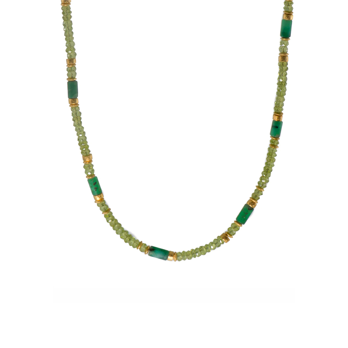 Sterling Silver and Yellow Gold Plated Emerald and Peridot Necklace
