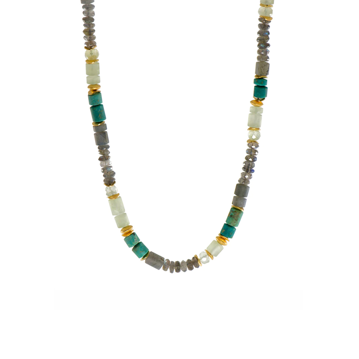 Sterling Silver and Yellow Gold Plated Multi Stone Necklace