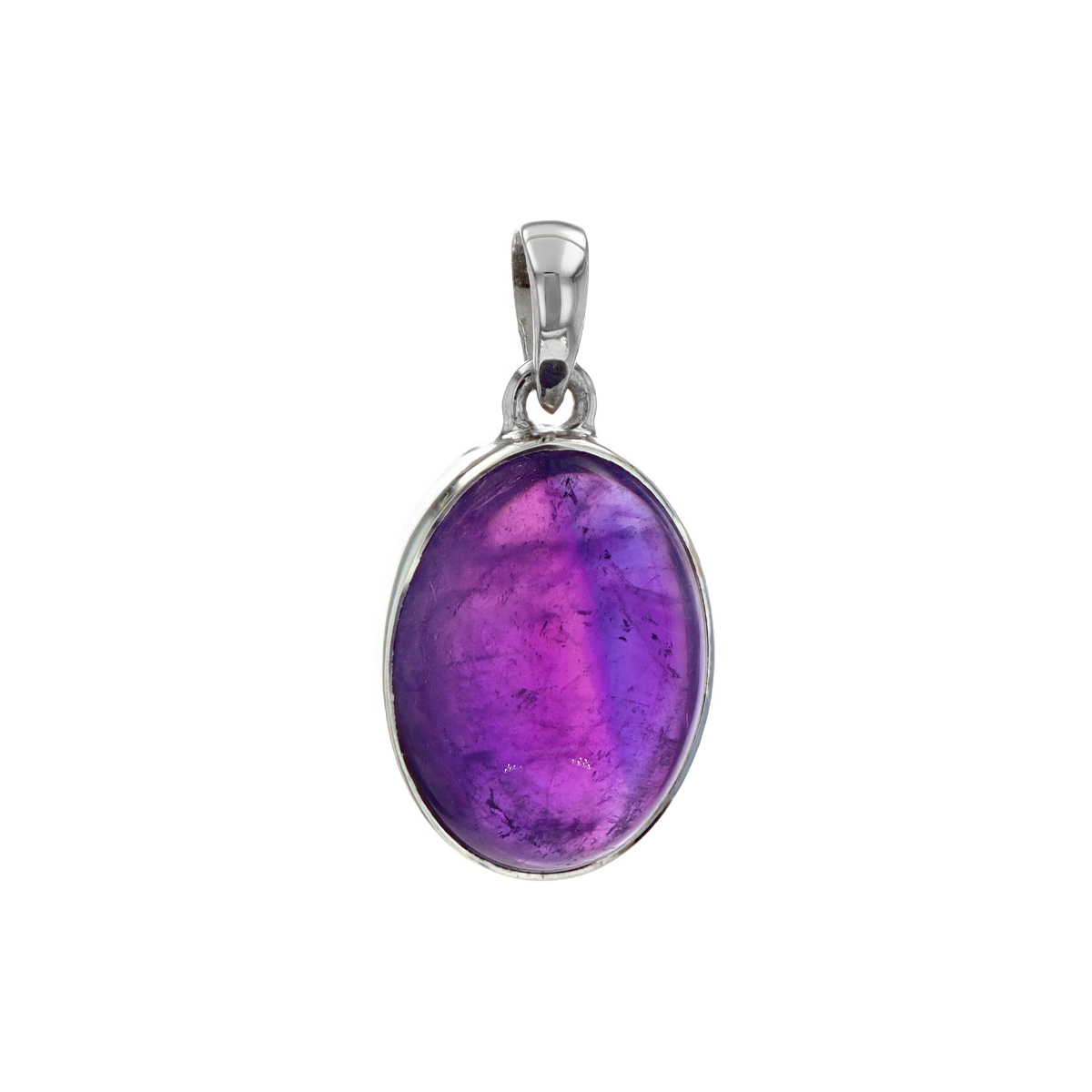 Sterling Silver Oval Amethyst Cabochon Pendant